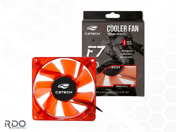 COOLER LED VERMELHO 80X80X25MM - C3TECH
