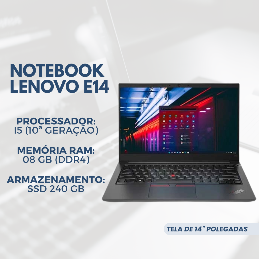 Notebook Lenovo E14 (I5 11ª - 08GB RAM - SSD 240GB)