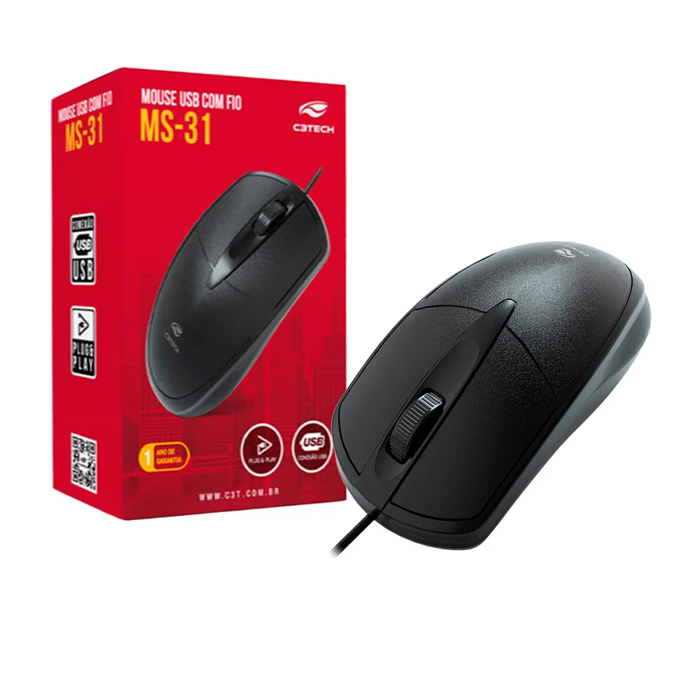 Mouse C3 Tech - USB - Com Fio