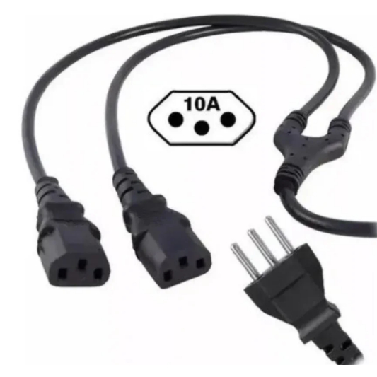 Kit 5 Cabos de Força Duplo Bipolar 2 Pinos para Fonte de 1,20M Alta Qualidade