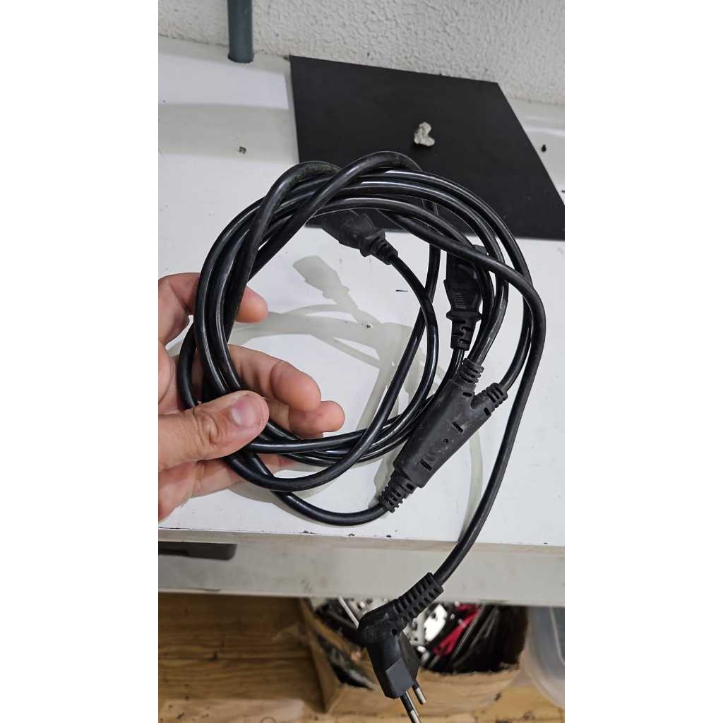 Kit 5 Cabos de Força Duplo Bipolar 2 Pinos para Fonte de 1,20M Alta Qualidade