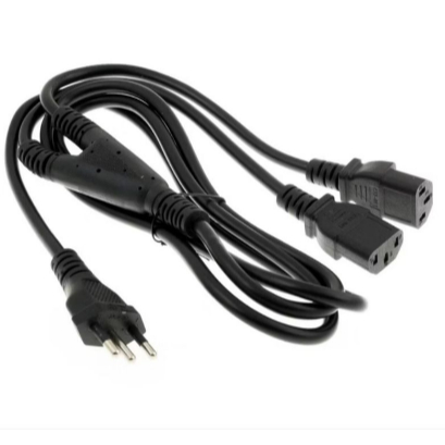 Kit 5 Cabos de Força Duplo Bipolar 2 Pinos para Fonte de 1,20M Alta Qualidade
