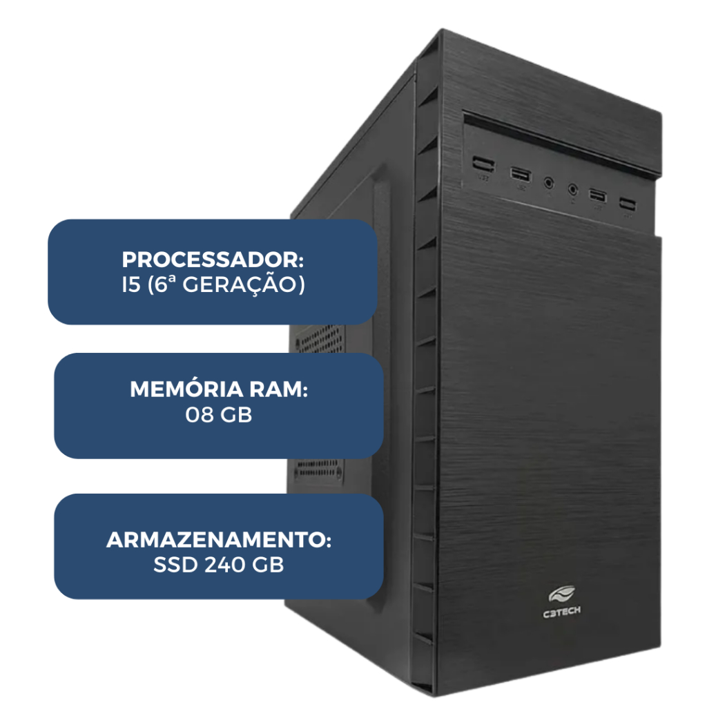 Computador Desktop Intel Core i5 6ª Gen 8GB RAM SSD 240GB Rápido e Eficiente
