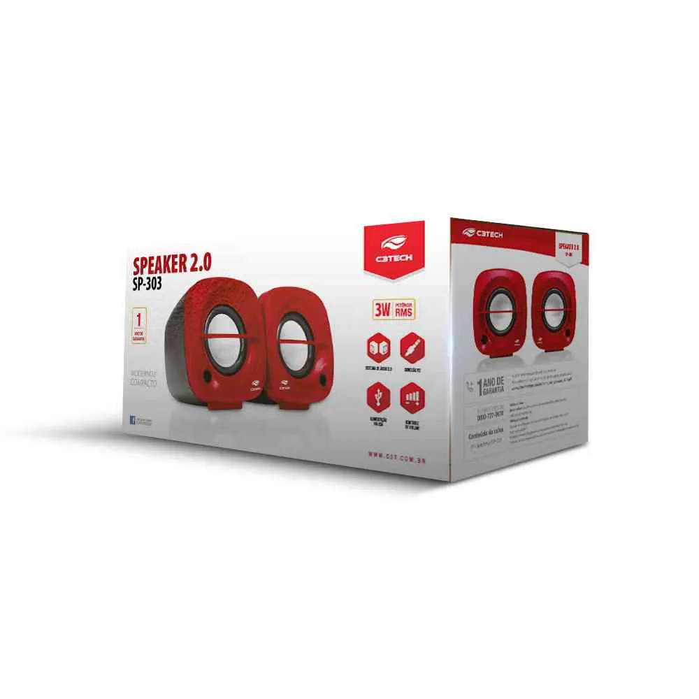 Caixa de Som 2.0 SP 303 C3TECH